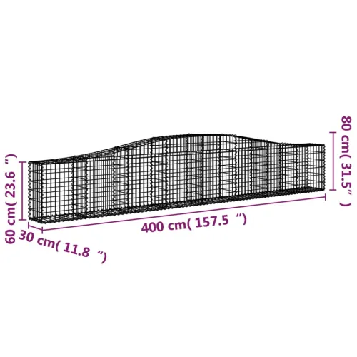 Gabion - Gabion ograde - Gabionska košara s lukom 400x30x60/80 cm pocinčano željezo - 400 x 30 x 60/80 cm 1 Cijena