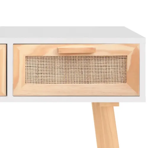 Konzolni stol bijeli 105 x 30 x 75 cm borovina i prirodni ratan - Bijela 1 Bijela Cijena