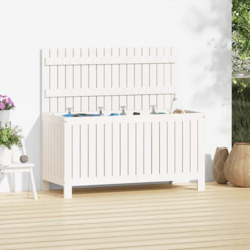Vrtna kutija za pohranu bijela 115x49x60 cm od masivne borovine - Bijela boja bora 115 x 49 x 60 cm Bijela boja bora 115 x 49 x  Cijena