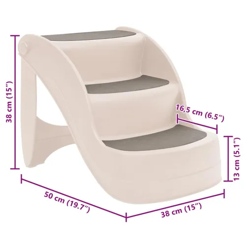 Sklopive ljestve za pse s 3 stepenice krem 50x38x38 cm plastika - Krema Krema Cijena