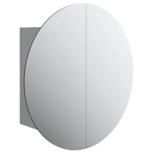 Kupaonski ormarić s okruglim ogledalom LED sivi 40x40x17,5 cm - Siva 40 x 40 x 17.5 cm Cijena