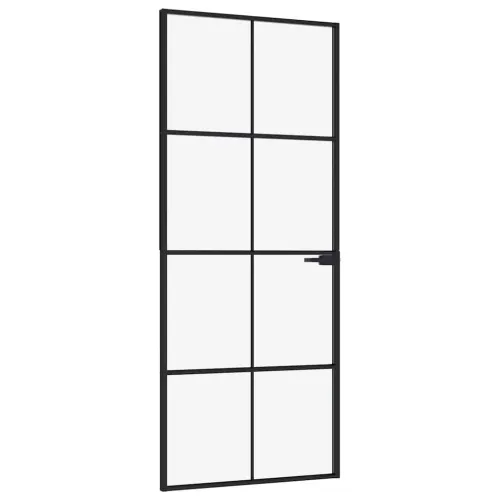 Sobna vrata crna 83 x 201,5 cm kaljeno staklo i aluminij tanka - Crna i prozirna 83 x 201.5 cm 1 Mreže 4 x 2 Cijena