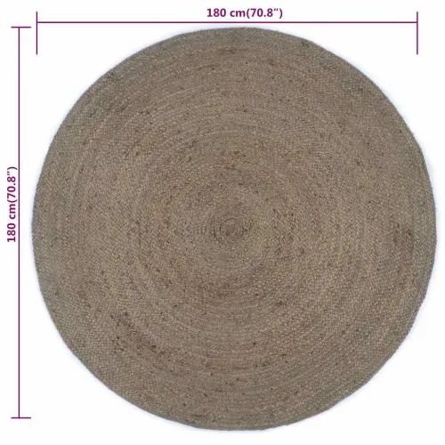 Ručno rađeni tepih od jute okrugli 180 cm sivi - Siva 180 cm Cijena