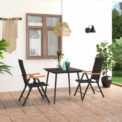 Vrtna garnitura - 3-dijelni vrtni blagovaonski set crno-smeđi Cijena