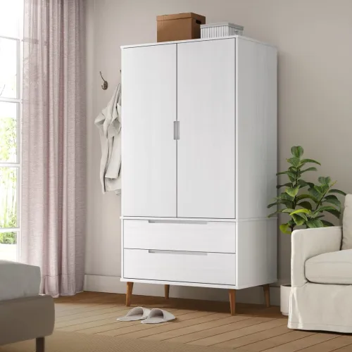 Ormar MOLDE bijeli 90 x 55 x 175 cm od masivne borovine - Bijela 1 1 Cijena