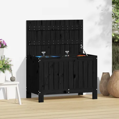 Vrtna kutija za pohranu crna 76x42,5x54 cm od masivne borovine - Crna boja bora 76 x 42.5 x 54 cm Crna boja bora 76 x 42.5 x 54  Cijena
