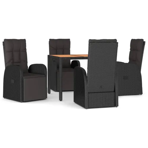 Vrtna garnitura - 5-dijelni vrtni blagovaonski set crni poliratan i drvo bagrema - 90 x 90 x 75 cm 5 Cijena