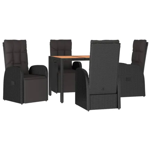 Vrtna garnitura - 5-dijelni vrtni blagovaonski set crni poliratan i drvo bagrema - 90 x 90 x 75 cm 5 Cijena