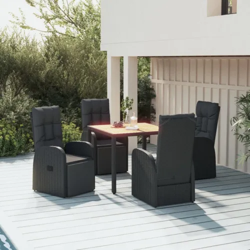 Vrtna garnitura - 5-dijelni vrtni blagovaonski set crni poliratan i drvo bagrema - 90 x 90 x 75 cm 5 Cijena