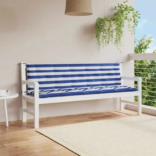 Jastuci za vrtnu klupu 2 kom plavo-bijeli prugasti od tkanine - Plava i bijela 180 cm 2 Cijena