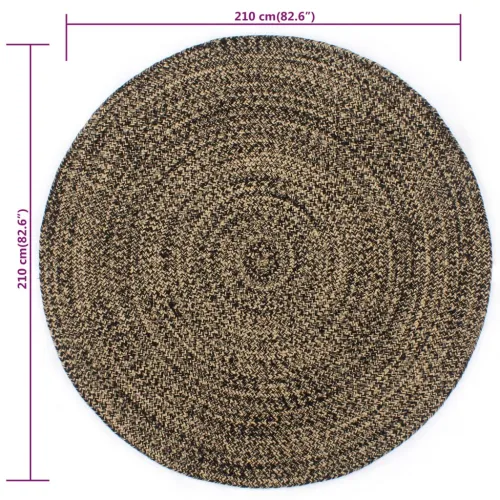 Ručno rađeni tepih od jute crno-smeđi 210 cm - Crna 210 cm Cijena