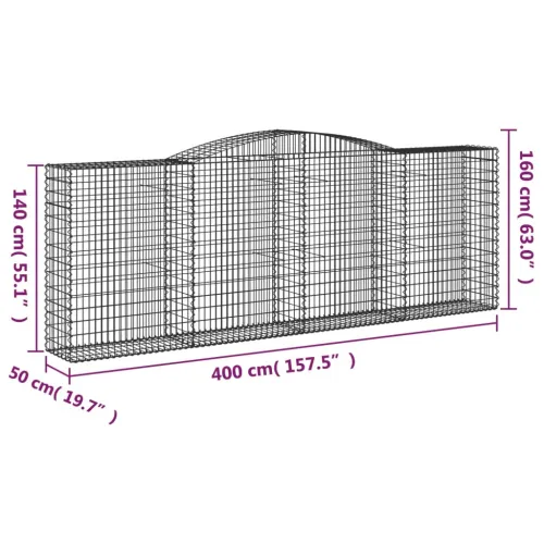 Gabion - Gabion ograde - Gabionska košara s lukom 400x50x140/160 cm pocinčano željezo - 400 x 50 x 140/160 cm 1 Cijena