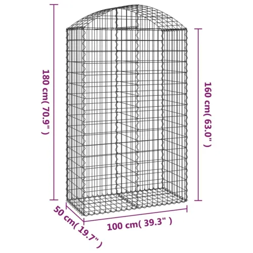 Gabion - Gabion ograde - Gabionska košara s lukom 100x50x160/180 cm pocinčano željezo - 100 x 50 x 160/180 cm Cijena