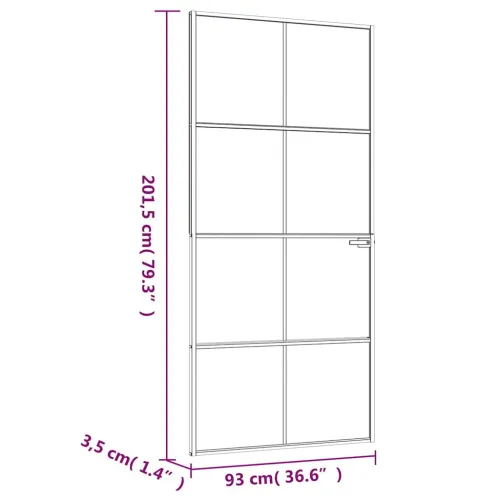 Sobna vrata crna 93 x 201,5 cm kaljeno staklo i aluminij tanka - Crna i prozirna 93 x 201.5 cm Mreže 4 x 2 Cijena