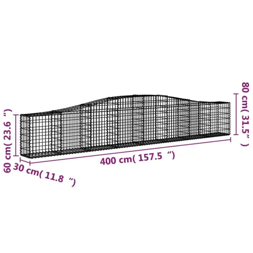 Lučne gabionske košare 10 kom 400x30x60/80 cm pocinčano željezo - 400 x 30 x 60/80 cm 10 Cijena