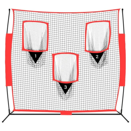 Prijenosna mreža za bejzbol crno-crvena 183x105x183cm poliester Cijena