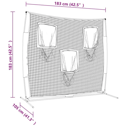 Prijenosna mreža za bejzbol crno-crvena 183x105x183cm poliester Cijena