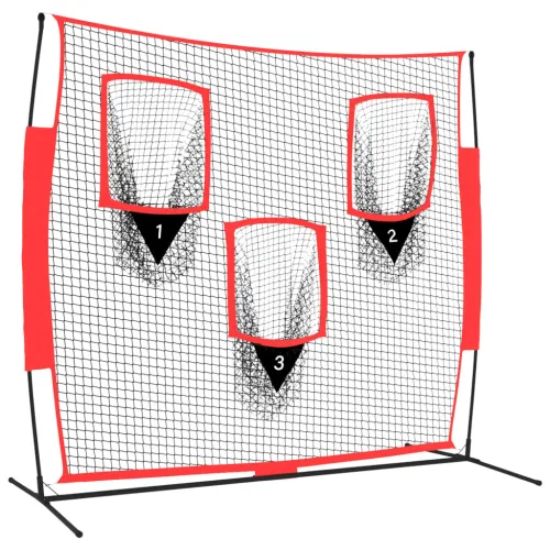 Prijenosna mreža za bejzbol crno-crvena 183x105x183cm poliester Cijena