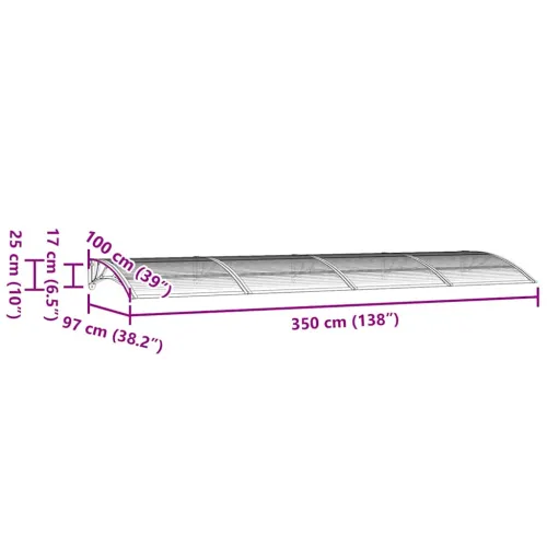 Nadstrešnica za vrata crna 350 x 100 cm polikarbonatna - Crna i prozirna 350 x 100 cm Cijena