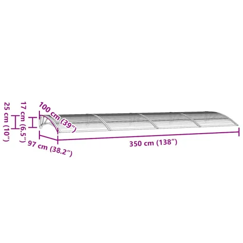 Nadstrešnica za vrata siva 350x100 cm polikarbonat - Siva i bijela 350 x 100 cm Cijena