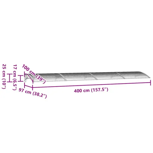 Nadstrešnica za vrata crna 400 x 100 cm polikarbonatna - Crna i prozirna 400 x 100 cm Cijena