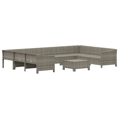 10-dijelna vrtna garnitura od poliratana s jastucima siva - 2x corner + 5x middle + 2x armchair + footrest Cijena
