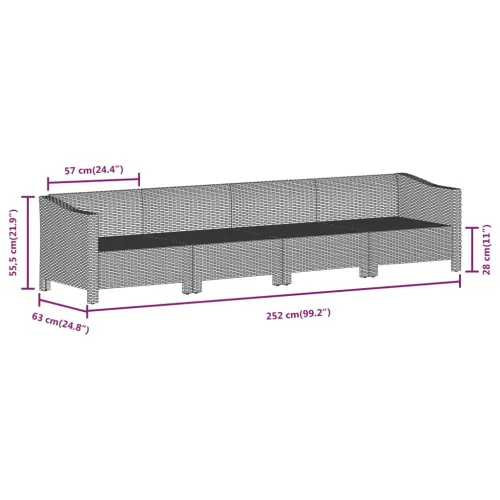 11-dijelna vrtna garnitura od poliratana s jastucima siva - 2x corner + 6x middle + 2x armchair + footrest Cijena