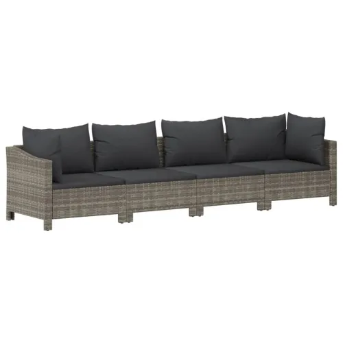 11-dijelna vrtna garnitura od poliratana s jastucima siva - 2x corner + 6x middle + 2x armchair + footrest Cijena