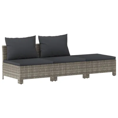 11-dijelna vrtna garnitura od poliratana s jastucima siva - 2x corner + 6x middle + 2x armchair + footrest Cijena
