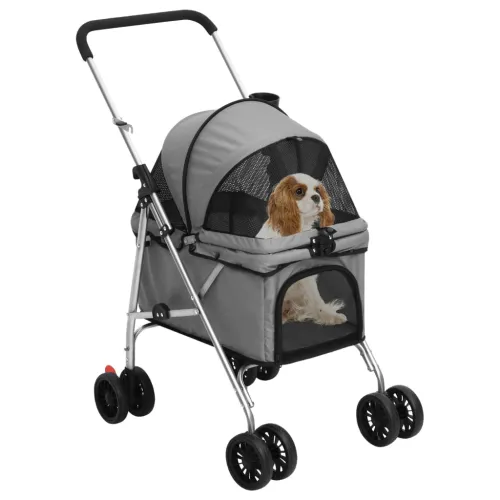 Sklopiva kolica za pse siva 76 x 50 x 100 cm od tkanine Oxford - Siva Cijena