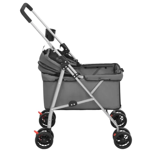 Sklopiva kolica za pse siva 76 x 50 x 100 cm od tkanine Oxford - Siva Cijena