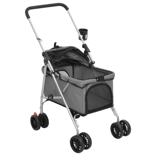 Sklopiva kolica za pse siva 76 x 50 x 100 cm od tkanine Oxford - Siva Cijena