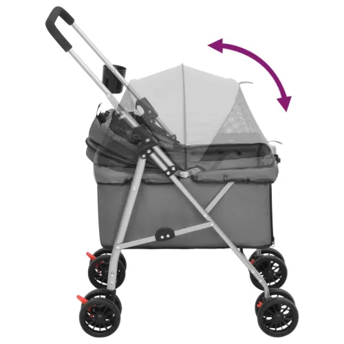 Sklopiva kolica za pse siva 76 x 50 x 100 cm od tkanine Oxford - Siva Cijena