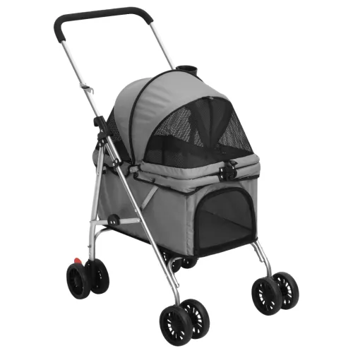 Sklopiva kolica za pse siva 76 x 50 x 100 cm od tkanine Oxford - Siva Cijena