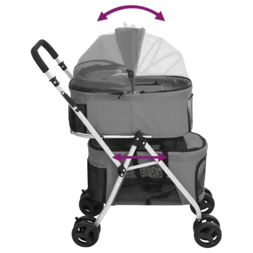 2-slojna sklopiva kolica za pse siva 83x48x97 cm tkanina oxford - Siva Cijena