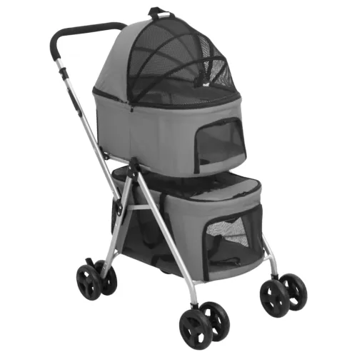2-slojna sklopiva kolica za pse siva 83x48x97 cm tkanina oxford - Siva Siva Cijena
