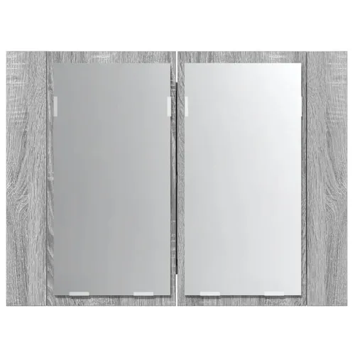 LED kupaonski ormarić s ogledalom boja hrasta 60x12x45cm drveni - Sivi hrast sonoma Cijena