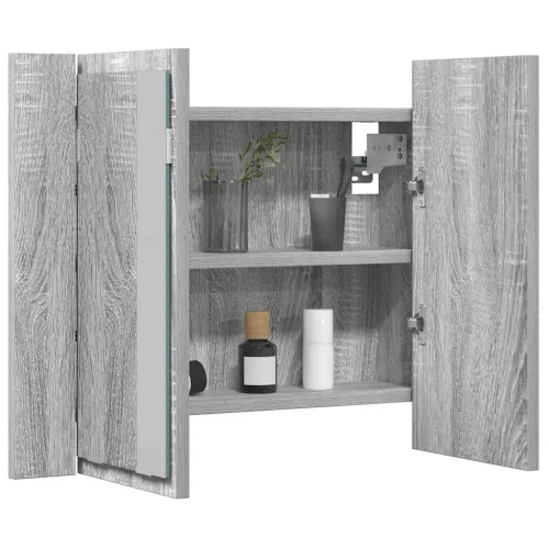 LED kupaonski ormarić s ogledalom boja hrasta 60x12x45cm drveni - Sivi hrast sonoma Cijena