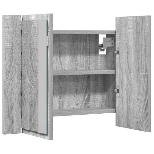 LED kupaonski ormarić s ogledalom boja hrasta 60x12x45cm drveni - Sivi hrast sonoma Cijena