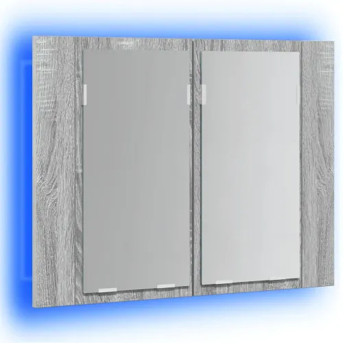 LED kupaonski ormarić s ogledalom boja hrasta 60x12x45cm drveni - Sivi hrast sonoma Cijena