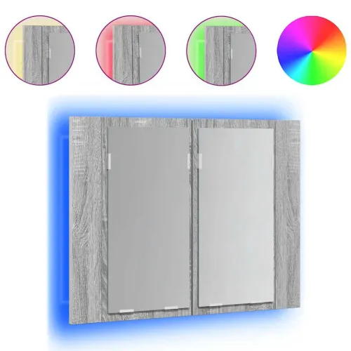 LED kupaonski ormarić s ogledalom boja hrasta 60x12x45cm drveni - Sivi hrast sonoma Cijena