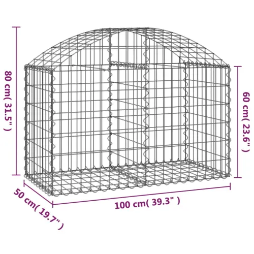 Gabion - Gabion ograde - Gabionska košara s lukom 100x50x60/80 cm pocinčano željezo - 100 x 50 x 60/80 cm Cijena