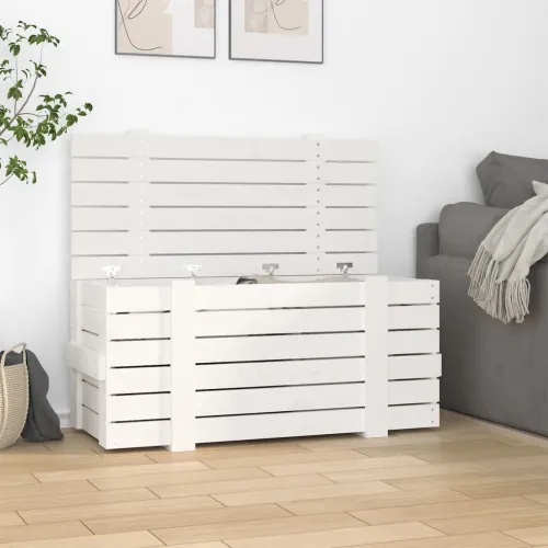 Kutija za pohranu bijela 91 x 40,5 x 42 cm od masivne borovine - Bijela 91 x 40.5 x 42 cm Cijena