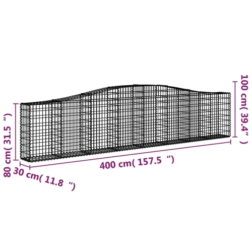 Lučne gabionske košare 10 kom 400x30x80/100cm pocinčano željezo - 400 x 30 x 80/100 cm 10 Cijena