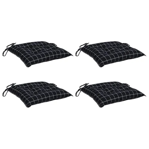 Jastuci za stolice 4 kom crni karirani 50x50x7 cm od tkanine - Crno-bijelo 50 x 50 x 7 cm 4 Cijena
