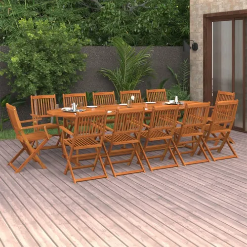 Vrtna garnitura - 13-dijelni vrtni blagovaonski set 280x90x75 cm bagremovog drva - S naslonom za ruke Ovalno 12 Cijena