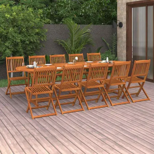 Vrtna garnitura - 11-dijelni vrtni blagovaonski set 280x90x75 cm bagremovog drva - Bez naslona za ruke Ovalno 10 Cijena