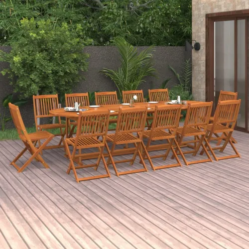 Vrtna garnitura - 13-dijelni vrtni blagovaonski set 280x90x75 cm bagremovog drva - Bez naslona za ruke Ovalno 12 Cijena
