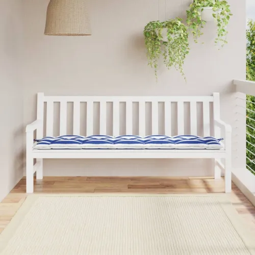 Jastuk za vrtnu klupu plavo-bijeli prugasti 180x50x7 cm tkanina - Plava i bijela 180 x 50 x 7 cm Cijena