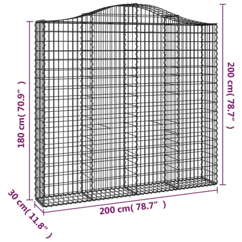 Gabion - Gabion ograde - Gabionska košara s lukom 200x30x180/200 cm pocinčano željezo - 200 x 30 x 180/200 cm 1 200 x 30 x 180/2 Cijena